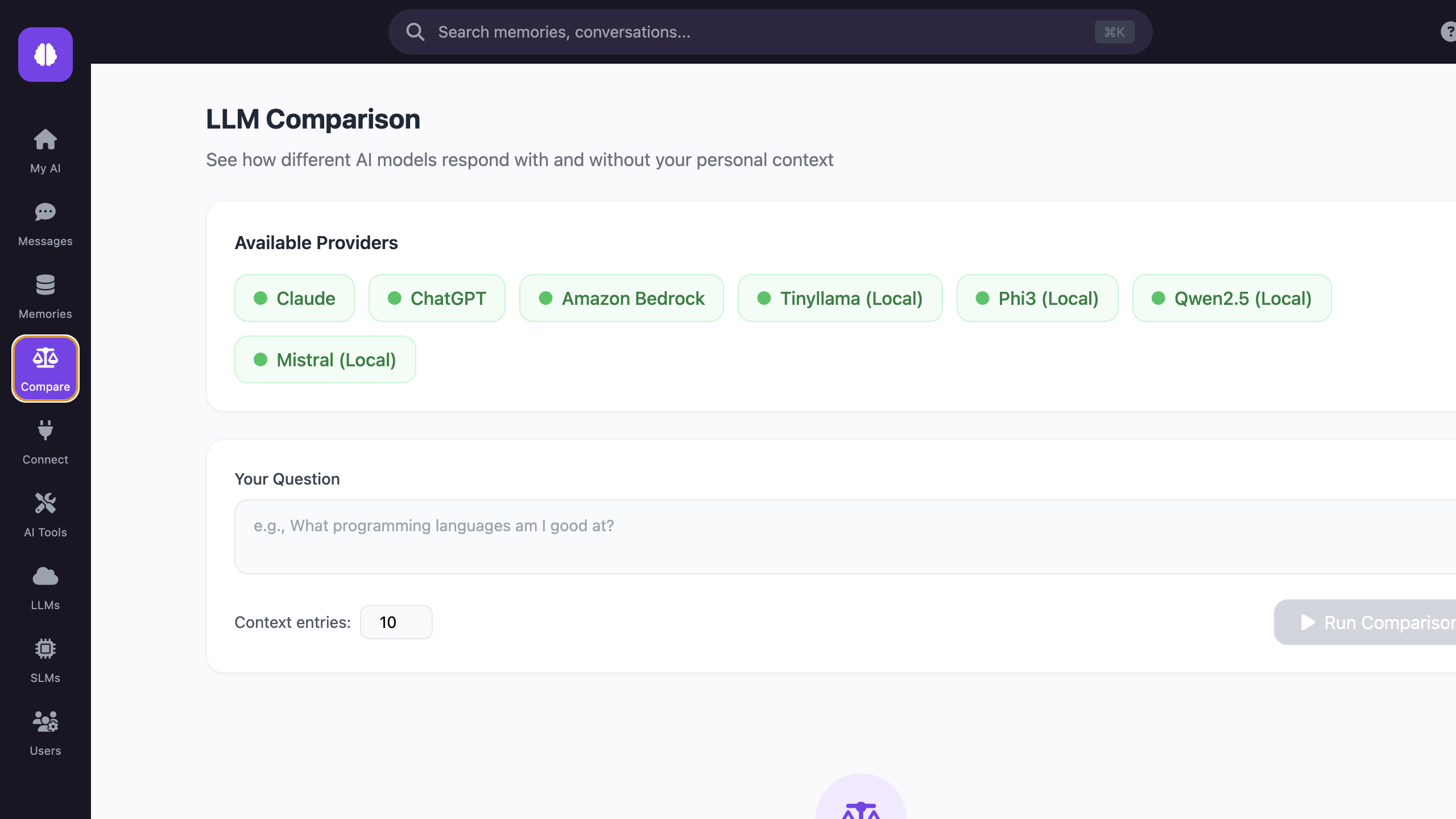 Compare interface ready for query