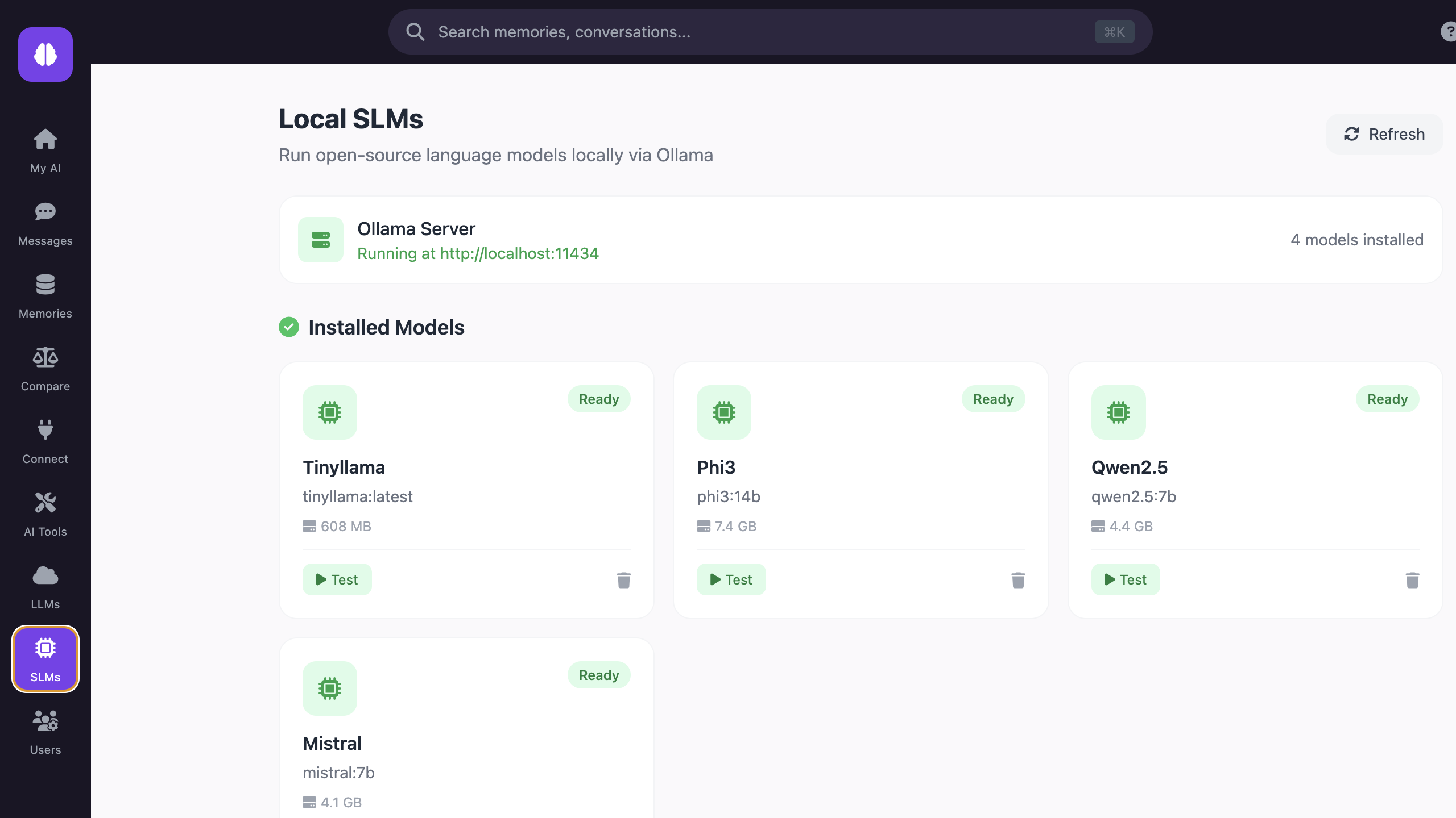 SLM configuration with Ollama models