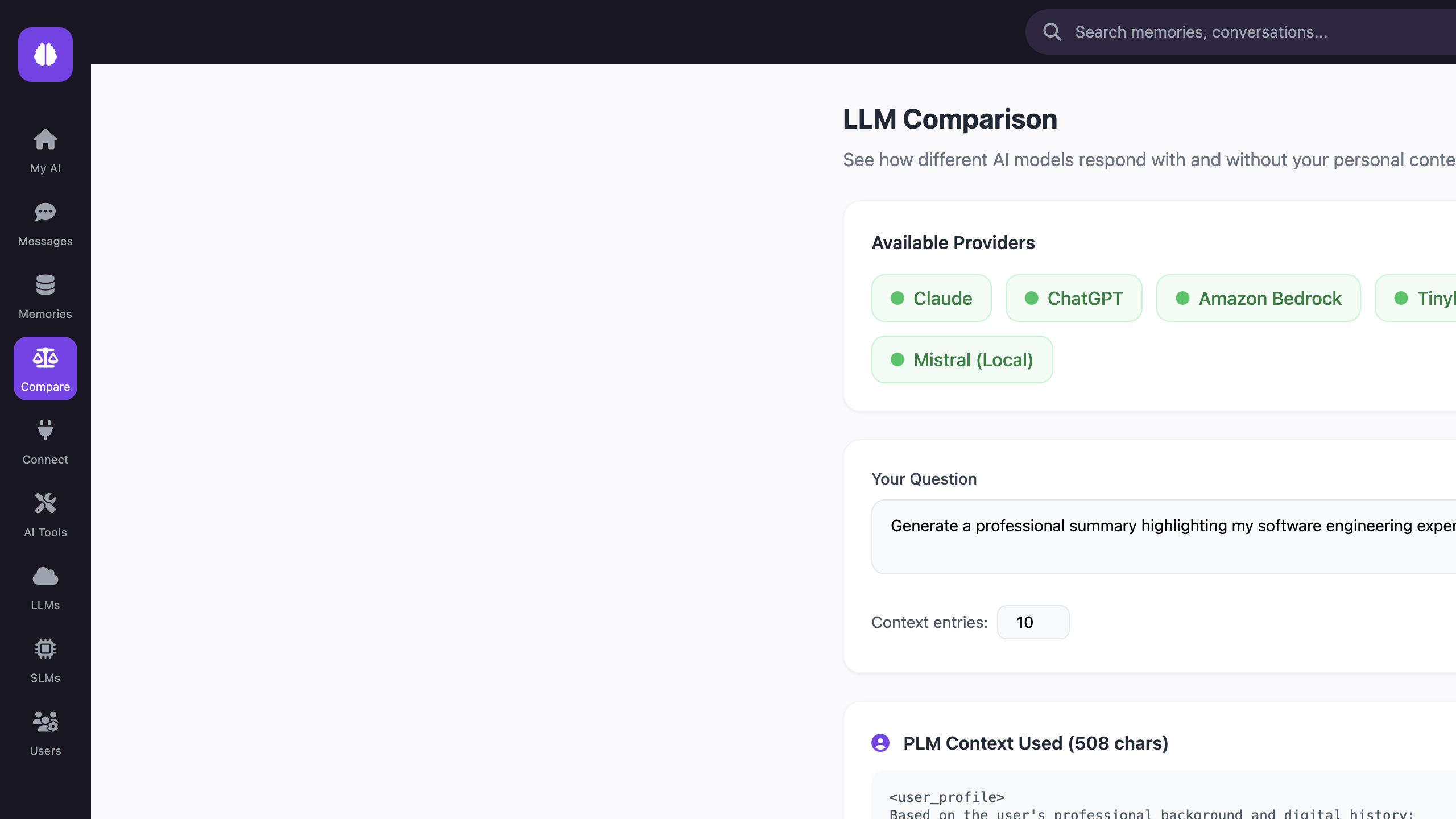 ChatGPT response with context